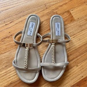 Jimmy Choo London gold sandals with rhinestones